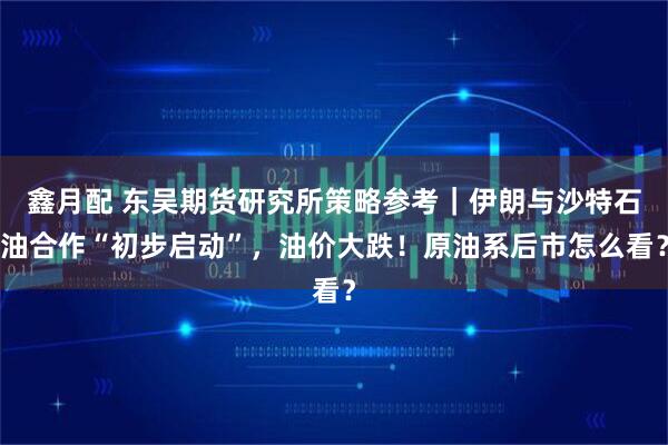 鑫月配 东吴期货研究所策略参考｜伊朗与沙特石油合作“初步启动”，油价大跌！原油系后市怎么看？